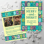 Whimsical Christmas Grid Cute Custom 2 PHOTO  Holiday Card<br><div class="desc">Perfect cute card for a fun holiday greeting! Hand made art for you! Perfect for a winter, christmas, holiday party or other event. FULLY CUSTOMIZABLE! Click on “Personalize” above to edit the text and add your own photos to the back and front. Click "edit using design tool" to adjust the...</div>