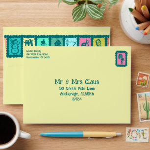 Whimsical Christmas Grid Cute Custom Colorful  Envelope