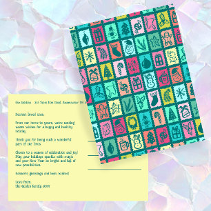 Whimsical Christmas Grid Cute Custom Holiday Postcard