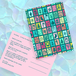 Whimsical Christmas Grid Cute Custom Holiday Postcard