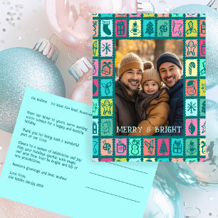 Whimsical Christmas Grid Cute Custom Photo Holiday Postcard