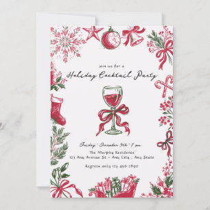 Whimsical Christmas Hand Drawn Holiday Party Invitation