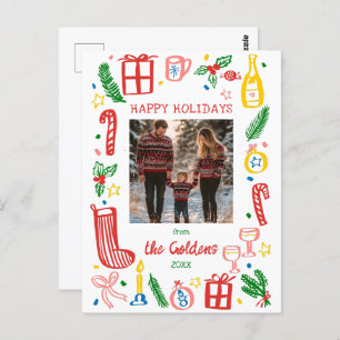 Whimsical Christmas Holiday Cute Custom PHOTO  Postcard
