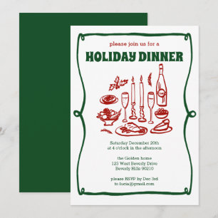 Whimsical Christmas Holiday Dinner Party CUSTOM  Invitation