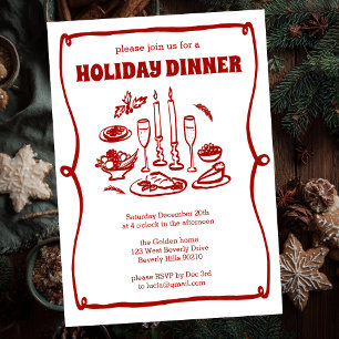 Whimsical Christmas Holiday Dinner Party CUSTOM Invitation
