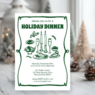 Whimsical Christmas Holiday Dinner Party CUSTOM  Invitation