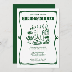 Whimsical Christmas Holiday Dinner Party CUSTOM Invitation