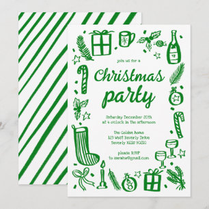 Whimsical Christmas Holiday Party Cute Custom Invitation