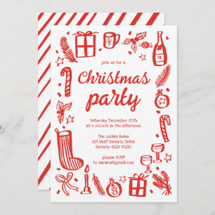 Whimsical Christmas Holiday Party Cute Custom Invitation