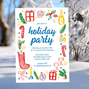 Whimsical Christmas Holiday Party Cute Custom Invitation
