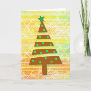 Whimsical Christmas Holiday Tree Burnt Orange Card