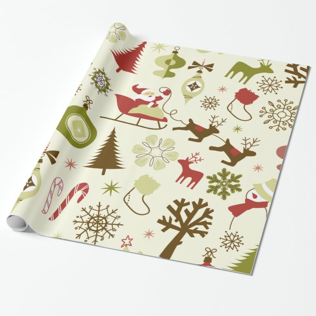 Whimsical Christmas Icons Gift Wrap (Unrolled)