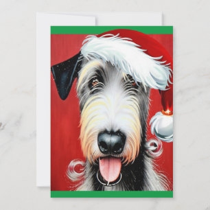 Whimsical Christmas Irish Wolfhound Flat Card