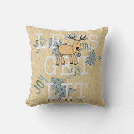Whimsical Christmas Lets Get Lit Reindeer Decor Cushion