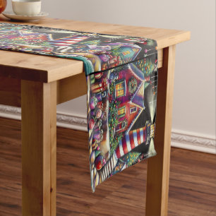 Whimsical Christmas Lighthouse Personalised Short Table Runner