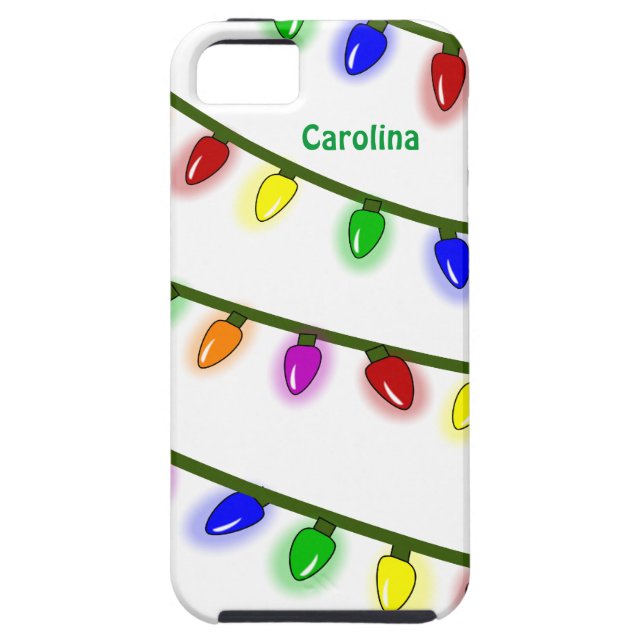 Whimsical Christmas Lights Custom Name iphone Case (Back)
