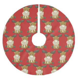 Whimsical Christmas Moose Brushed Polyester Tree Skirt