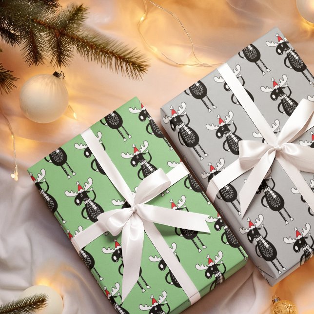 Whimsical Christmas Moose Wrapping Paper Sheet (Creator Uploaded)