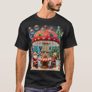 Whimsical Christmas Mushroom T-shirt Design 