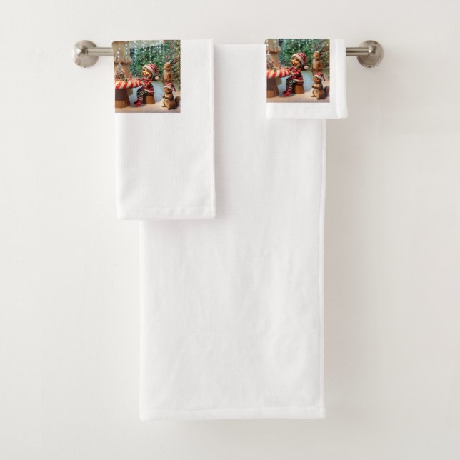 Whimsical Christmas Mushroom Towel Design (Insitu)
