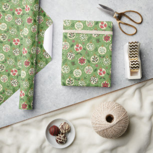 Whimsical Christmas Ornament Wrapping Paper Roll  