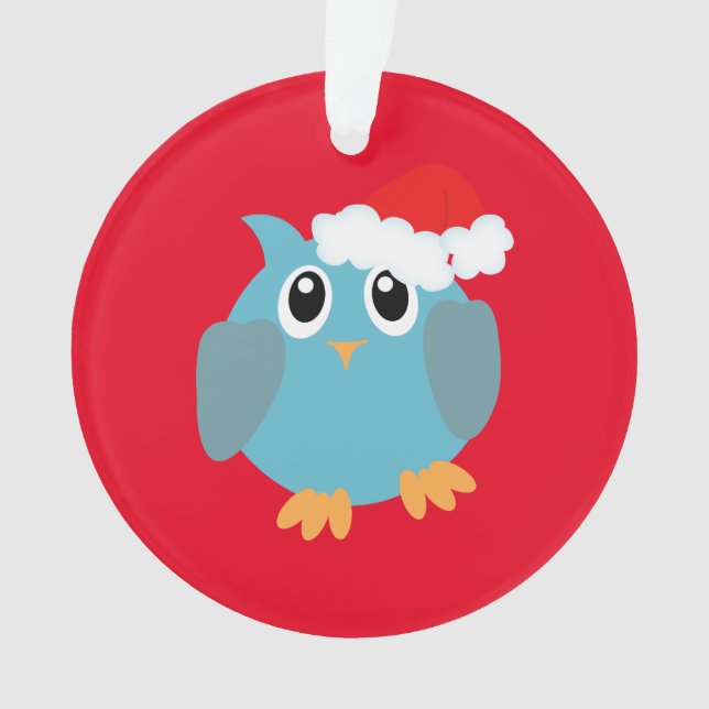 Whimsical Christmas Owl Acrylic Ornament (Front)