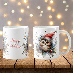 Whimsical Christmas Owl Coffee Mug