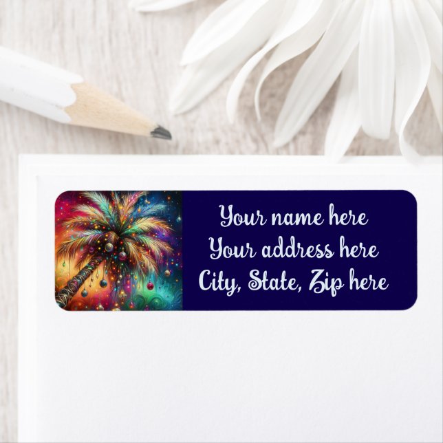 Whimsical Christmas Palm Tree Tropical Beach Vivid (Insitu)