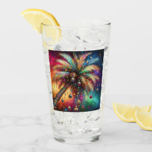 Whimsical Christmas Palm Tree Tropical Beach Vivid Glass