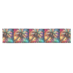 Whimsical Christmas Palm Tree Tropical Beach Vivid Short Table Runner