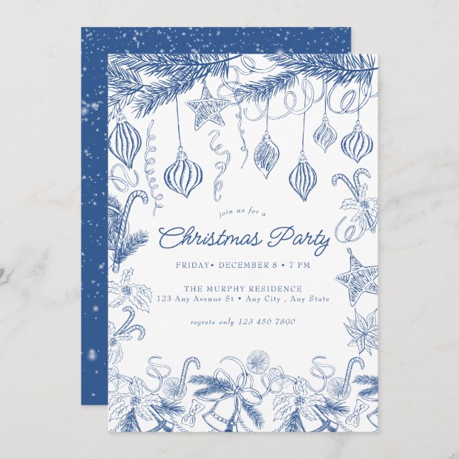 Whimsical Christmas  Party Invitation (Front/Back)