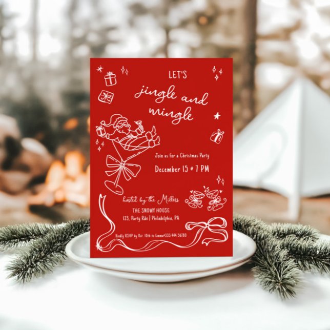 whimsical Christmas party Santa funny drink Announcement (Creator Uploaded)