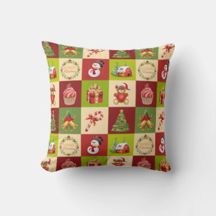 Whimsical Christmas Patchwork Cushion