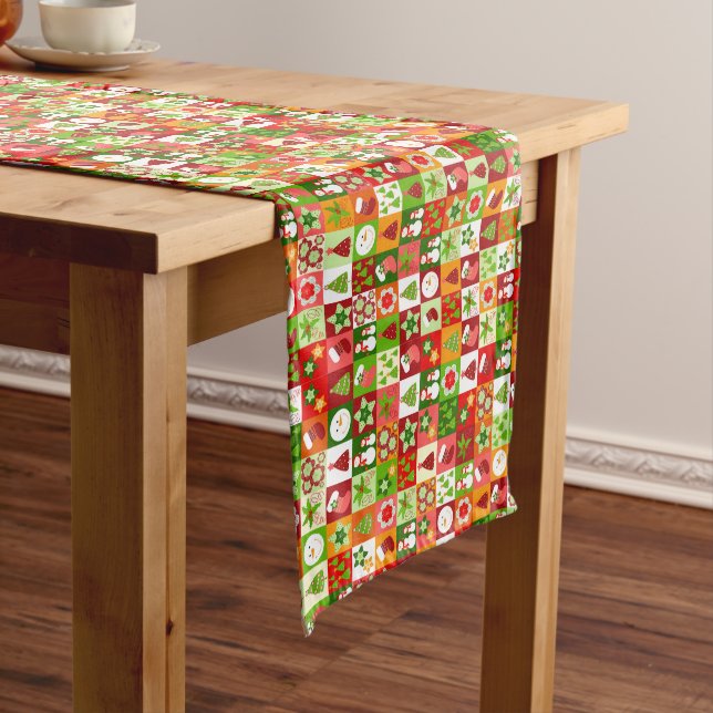 Whimsical Christmas Patchwork Table Runner (In Situ)
