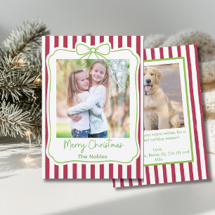 Whimsical Christmas Photo Bow Ribbon  Holiday Card