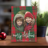 Whimsical Christmas Photo - Calligraphy and Plaid