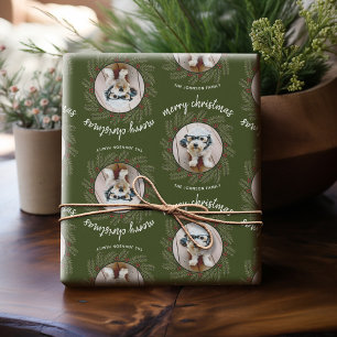 Whimsical Christmas Photo - Calligraphy - Branches Wrapping Paper
