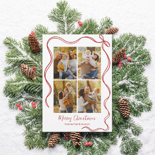 Whimsical Christmas Photo Card with Red Bow