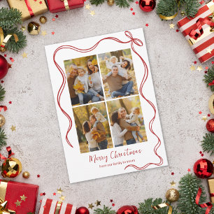 Whimsical Christmas Photo Card with Red Bow