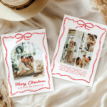 Whimsical Christmas Photo Hand-Drawn Bow Ribbon