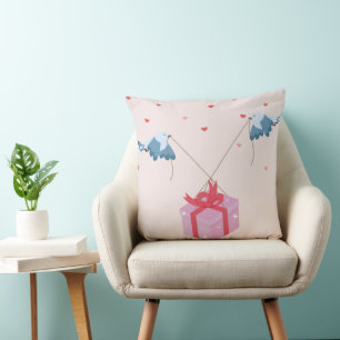 Whimsical Christmas Pillow with Hearts