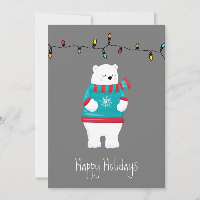 Whimsical Christmas Polar Bear Christmas Card (Front)