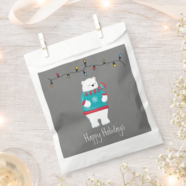 Whimsical Christmas Polar Bear Holiday Favour Bags (Clipped)