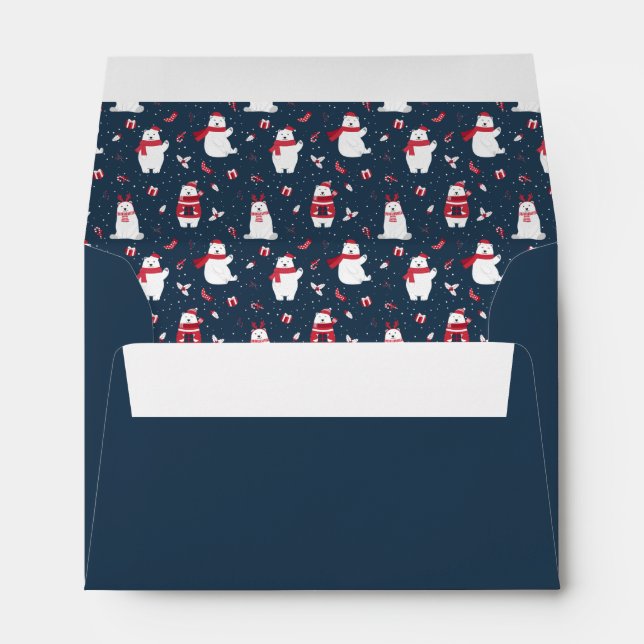 Whimsical Christmas Polar Bears ID850 Envelope (Back (Bottom))