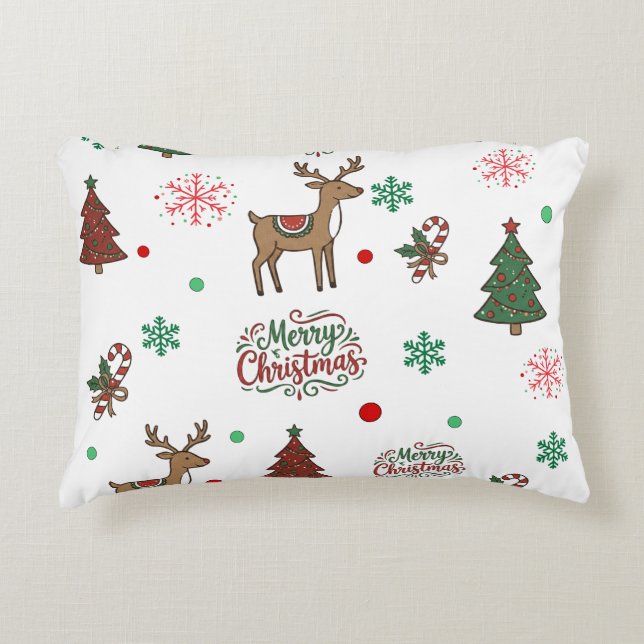 Whimsical Christmas Reindeer&Candy Cane Decor Pi Decorative Cushion (Front)