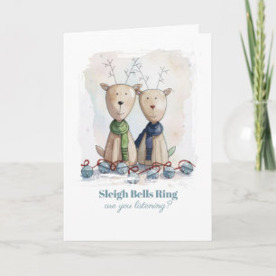 Whimsical Christmas Reindeer Watercolor Card