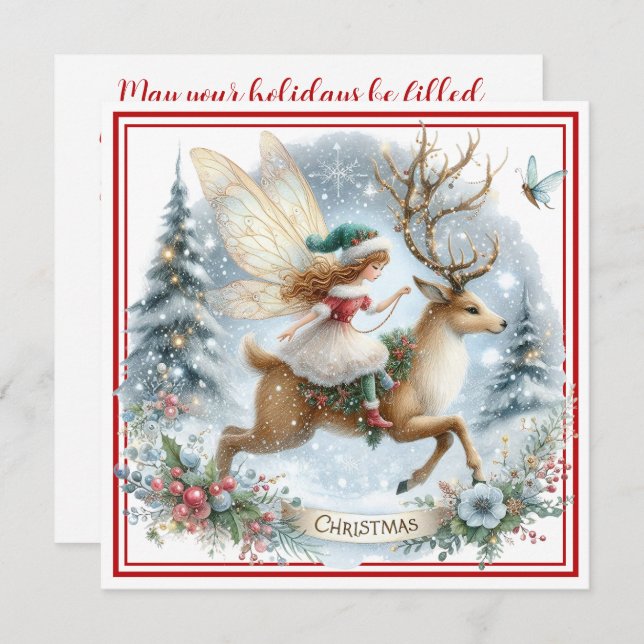 Whimsical Christmas Ride Holiday Card (Front/Back)