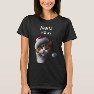 Whimsical Christmas  Santa Paws Cat T-Shirt