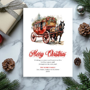 Whimsical Christmas scene editable greeting card