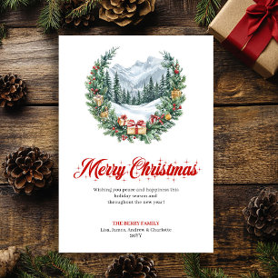 Whimsical Christmas scene editable greeting card